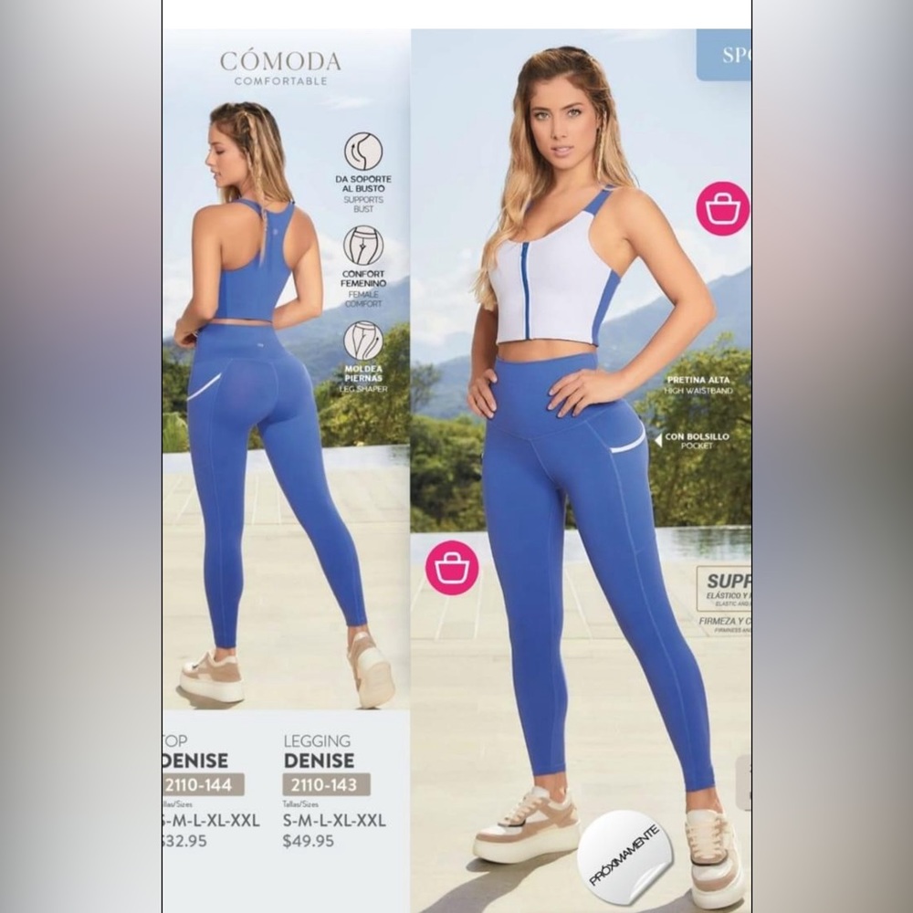 TISSINI workout top and leggings size M. Made in Colombia. New with tags.